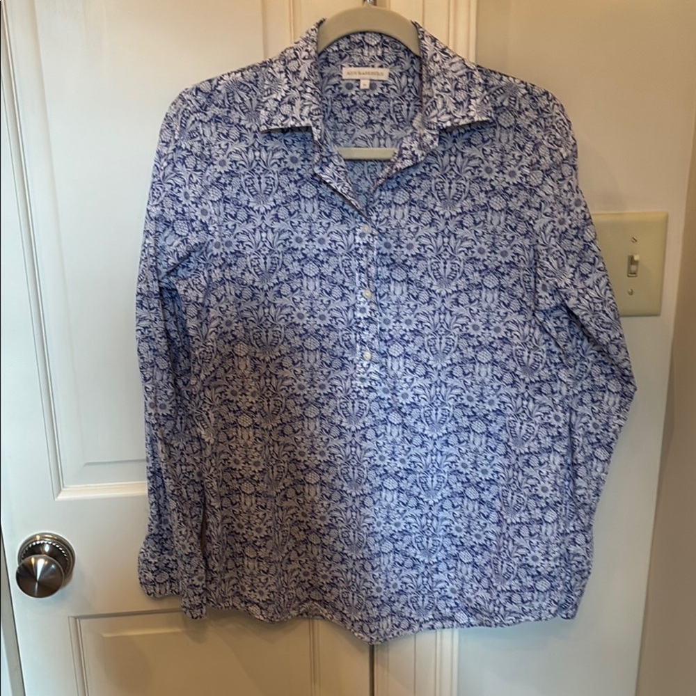 ANN MASHBURN Blue Casual Button Down Shirt popover